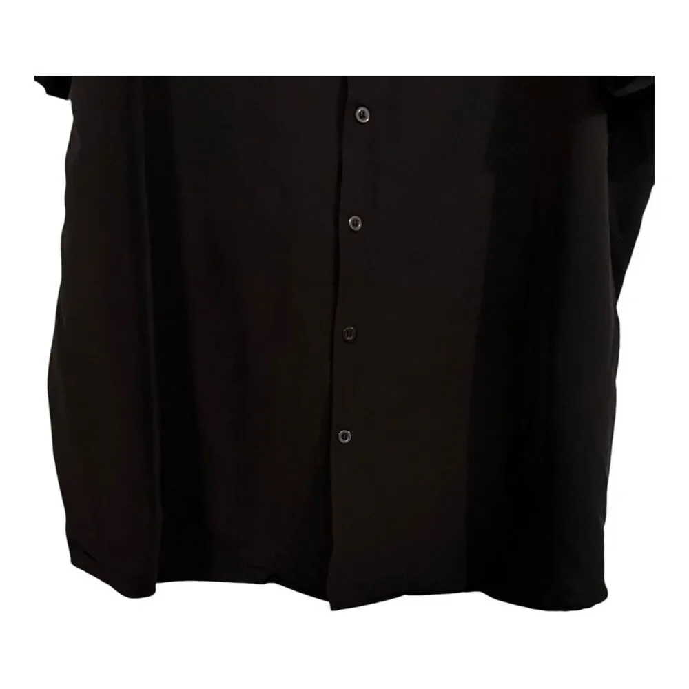 CAPELLE Men's Miami IPANEMA button down Collar shirt in black short sleeve XXL